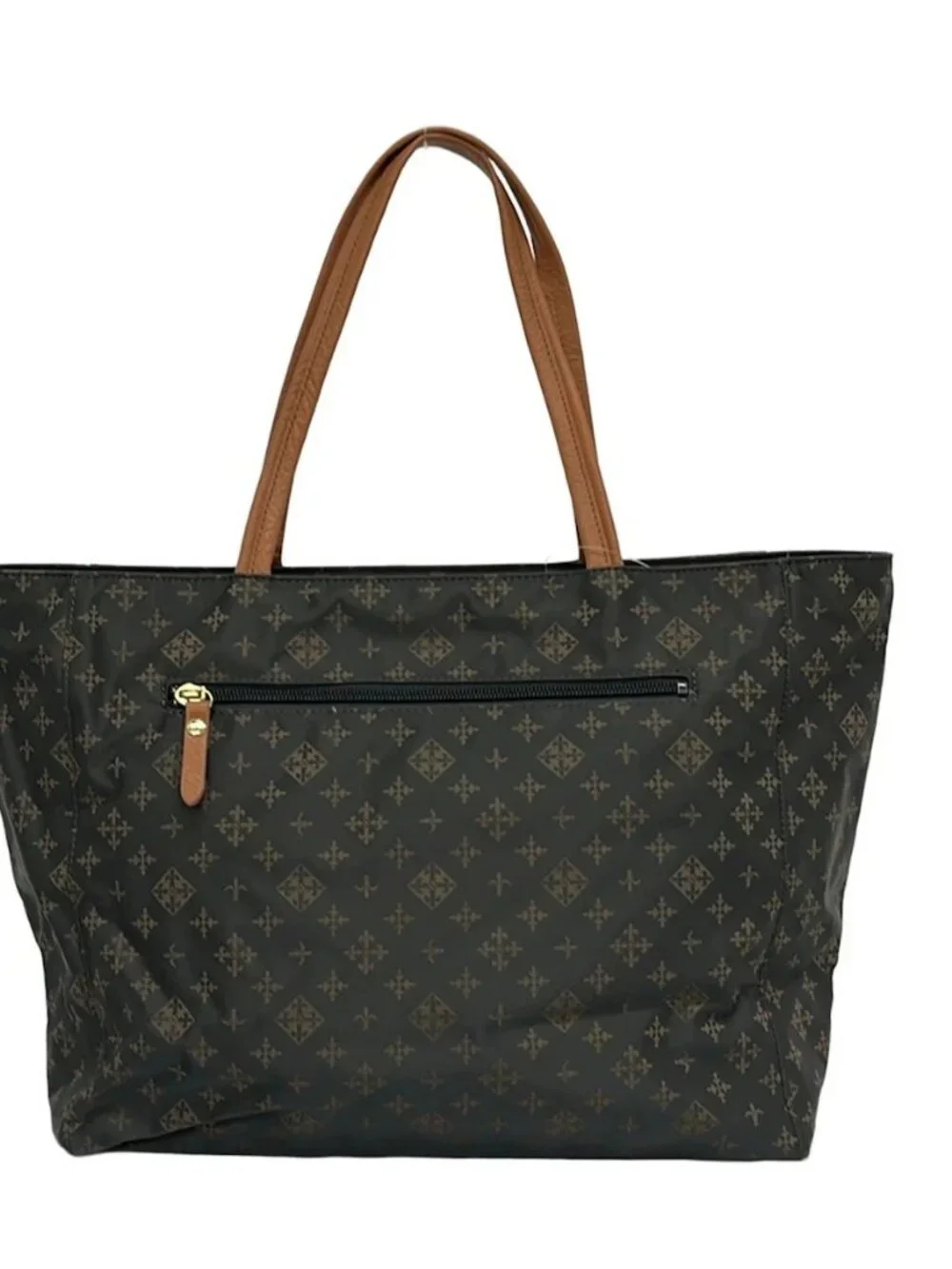 russet Dark Gray Pink Beige Nylon Leather Tote Bag